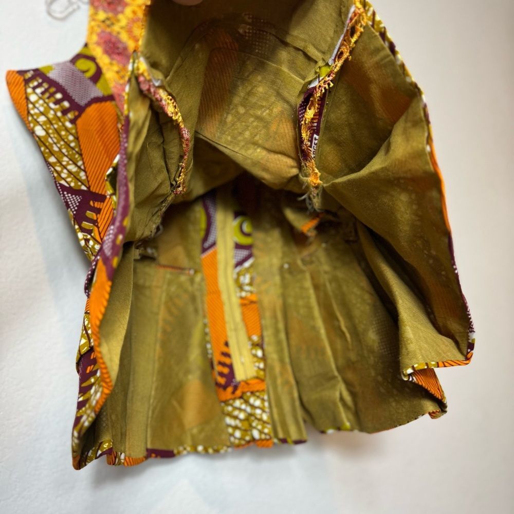 Handmade Vibrant Yellow Lace and Orange Women's Fitted Top Sz L see measurements - Picture 8 of 9